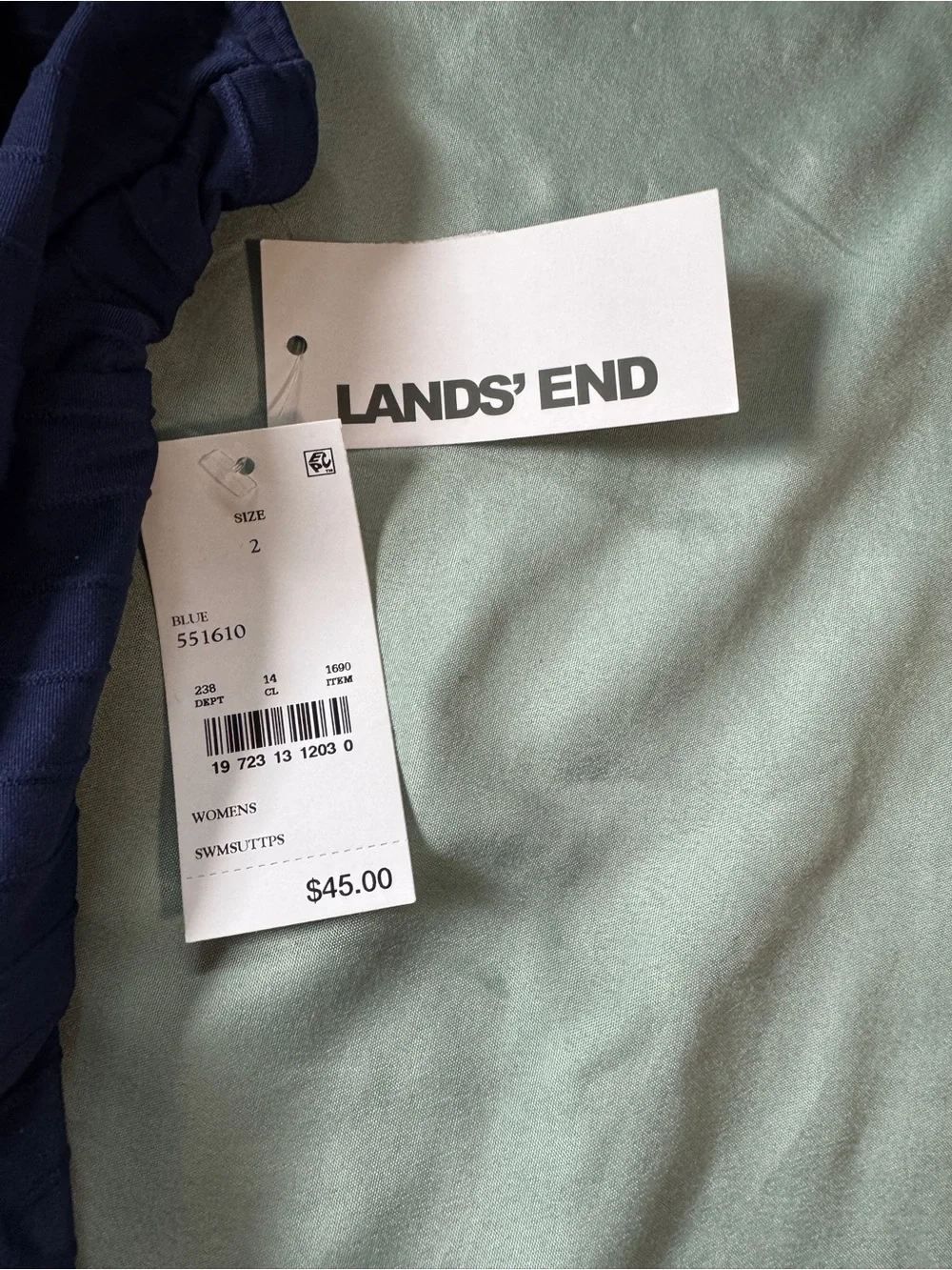 Lands’End Navy Square-Neck Tankini Top - Women's Swimwear size 2